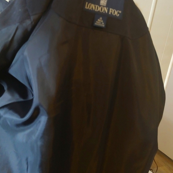 London Fog Black Faux Suede Water Resistent Hooded Trench Coat SZ Medium - Picture 13 of 14